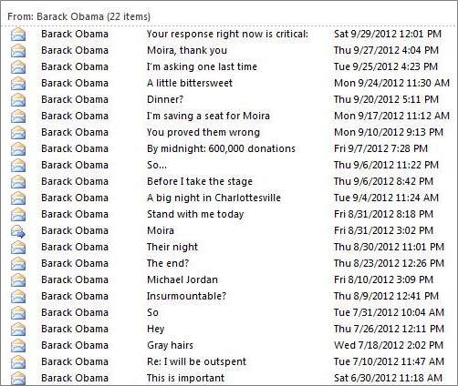 Barack Obama campaign subject lines